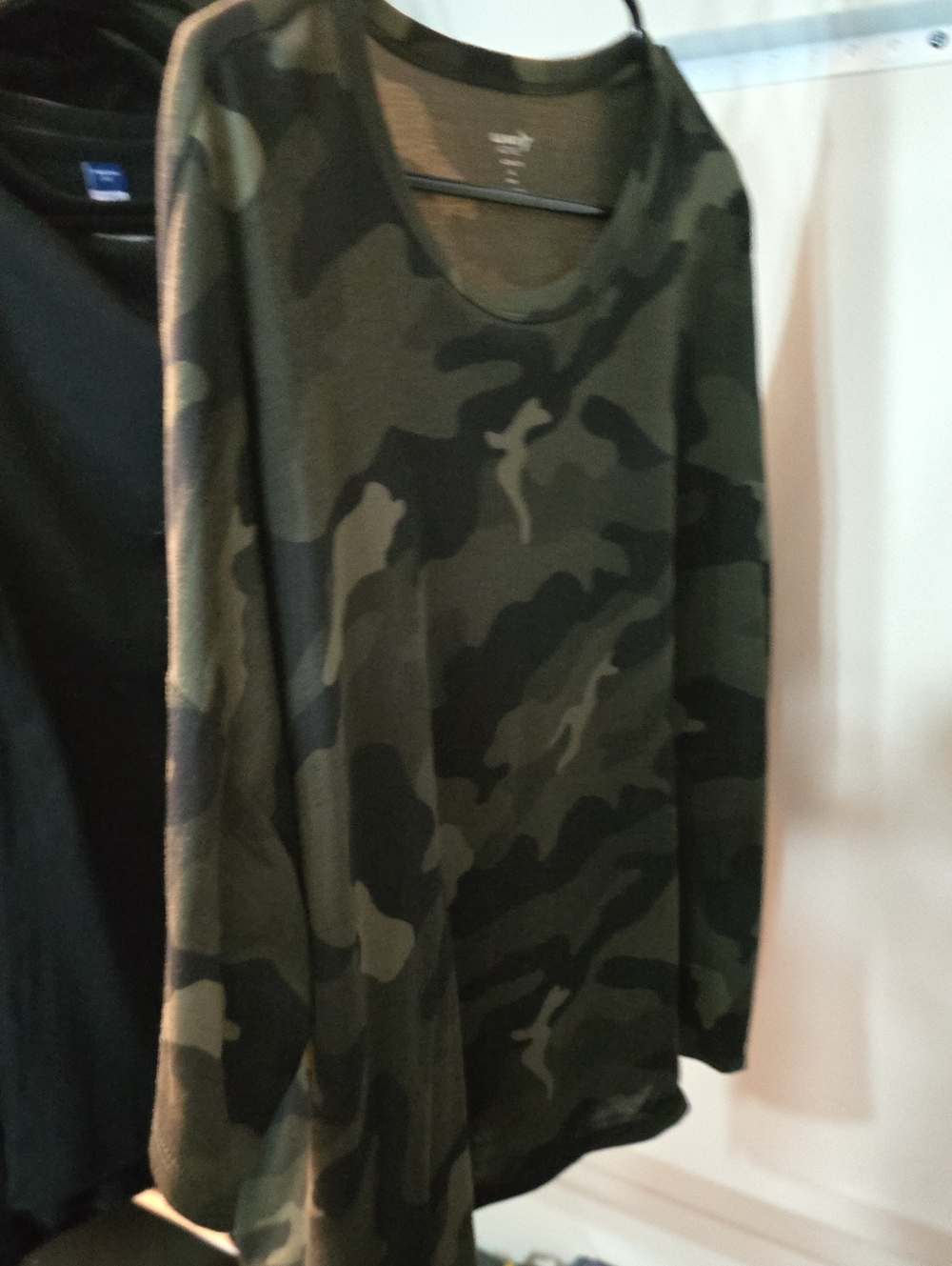 Oversized Camouflage Shirt Sleeve Women's Top - Olive Green
